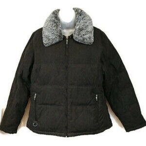 Esprit Black Down Filled Coat Warm Winter Coat Faux Fur Collar Removable Collar